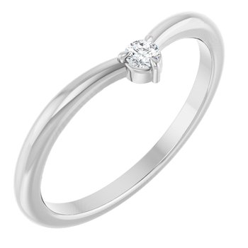 14K White .06 CT Diamond Stackable V Ring Ref 18494115