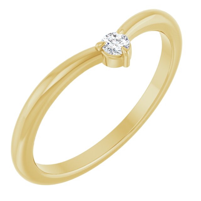 14K Yellow .06 CT Diamond Stackable V Ring