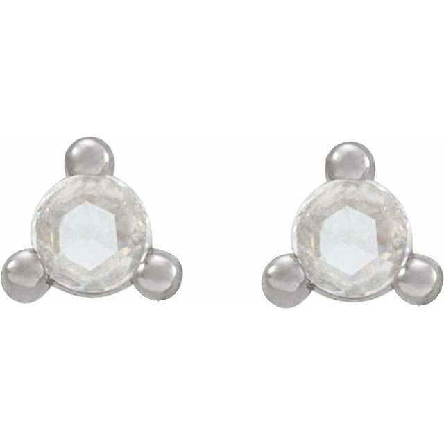 14K White .04 CTW Rose-Cut Natural Diamond Earrings