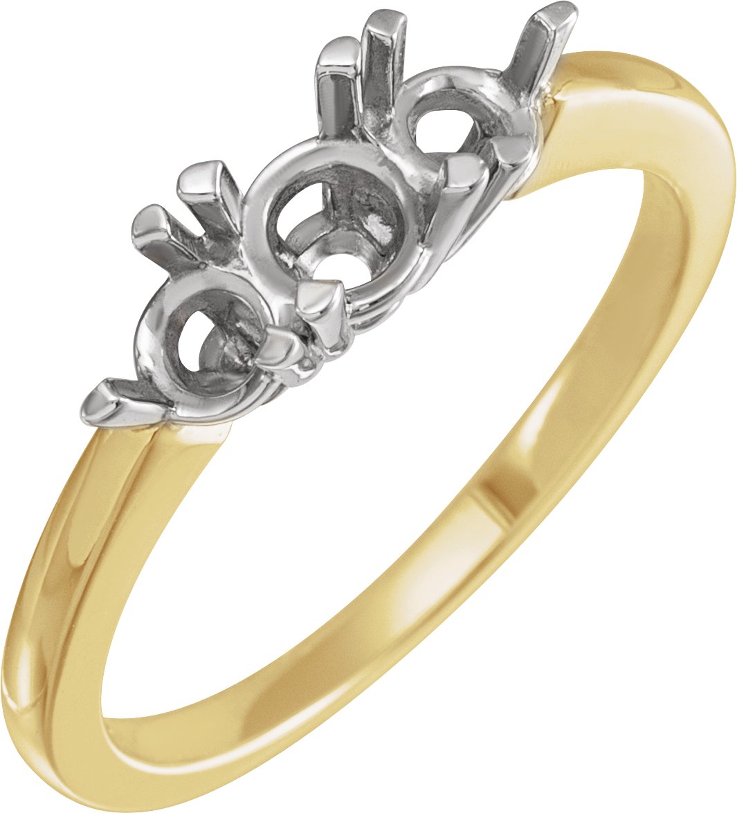 14K Yellow White Three Stone Engagement Ring Mounting Stuller