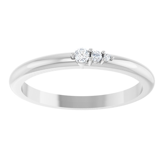 14K White .05 CTW Natural Diamond Graduated Stackable Ring