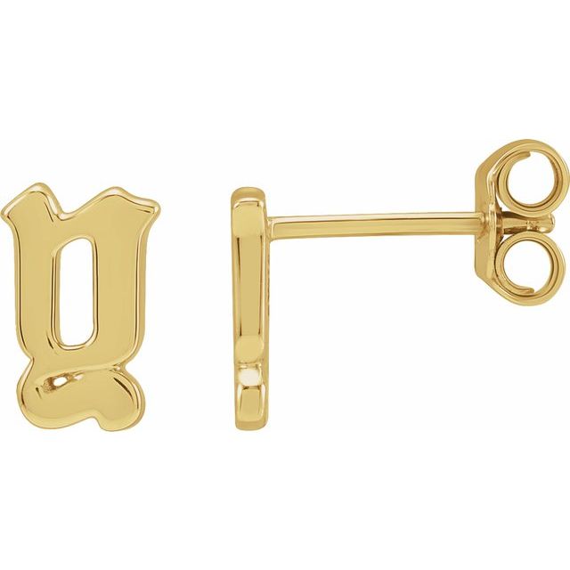 14K Yellow Single Gothic Initial Y Earring