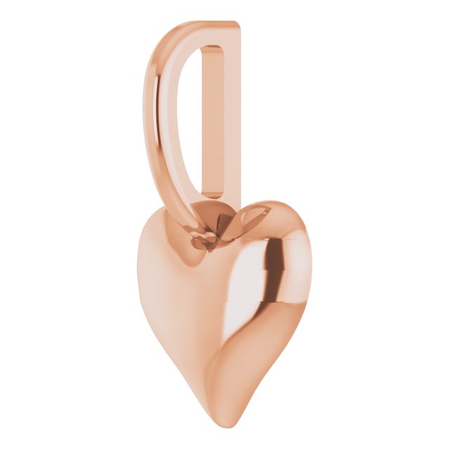 14K Rose Puffy Heart Charm/Pendant