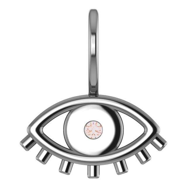 14K Rose .02 CT Natural Diamond Evil Eye Charm/Pendant 
