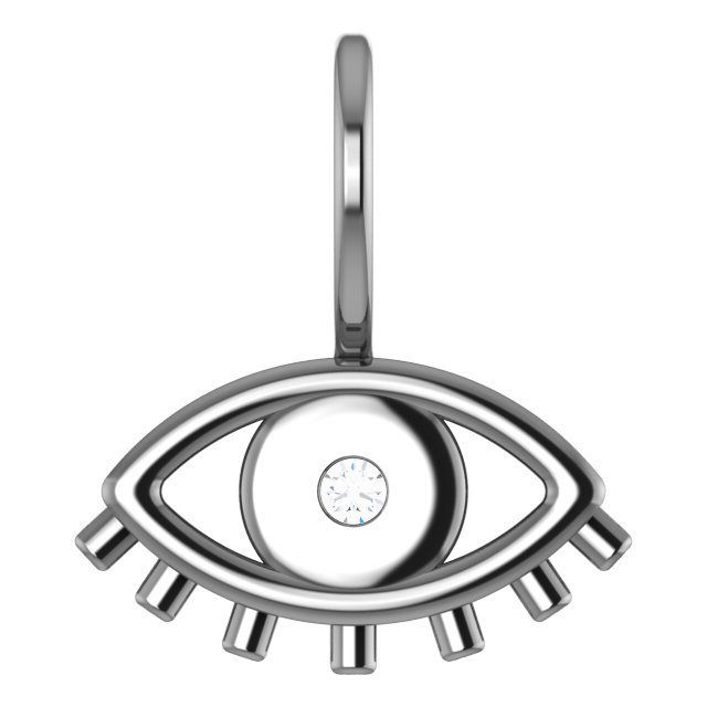 Sterling Silver .02 CT Natural Diamond Evil Eye Charm/Pendant 