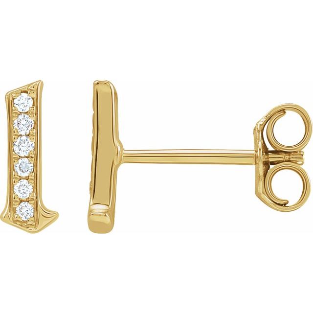 14K Yellow .03 CTW Natural Diamond Gothic Initial L Earring