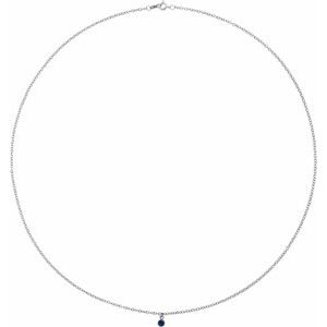 14K White Natural Blue Sapphire 16" Necklace
