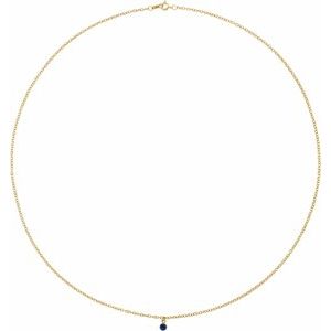14K Yellow Natural Blue Sapphire 16" Necklace