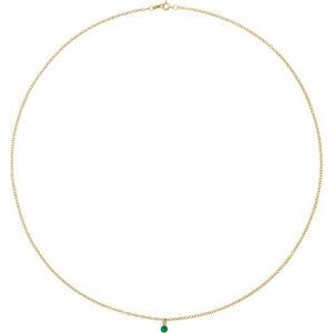 14K Yellow Natural Emerald 16" Necklace