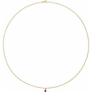 14K Yellow Natural Ruby 16" Necklace