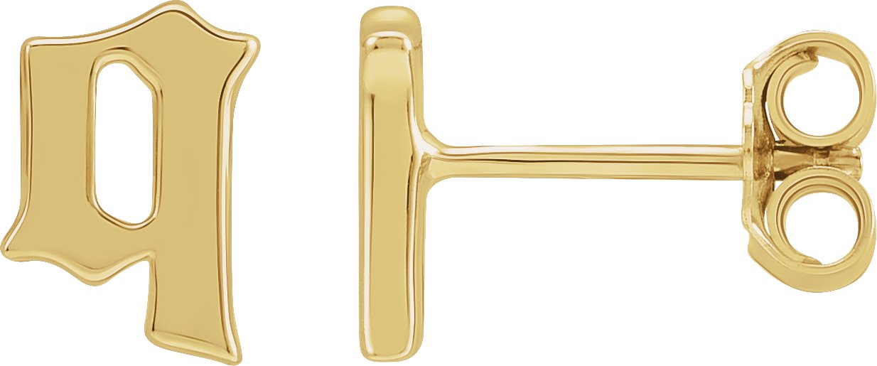 14K Yellow Single Gothic Initial Q Earring Ref 18434093