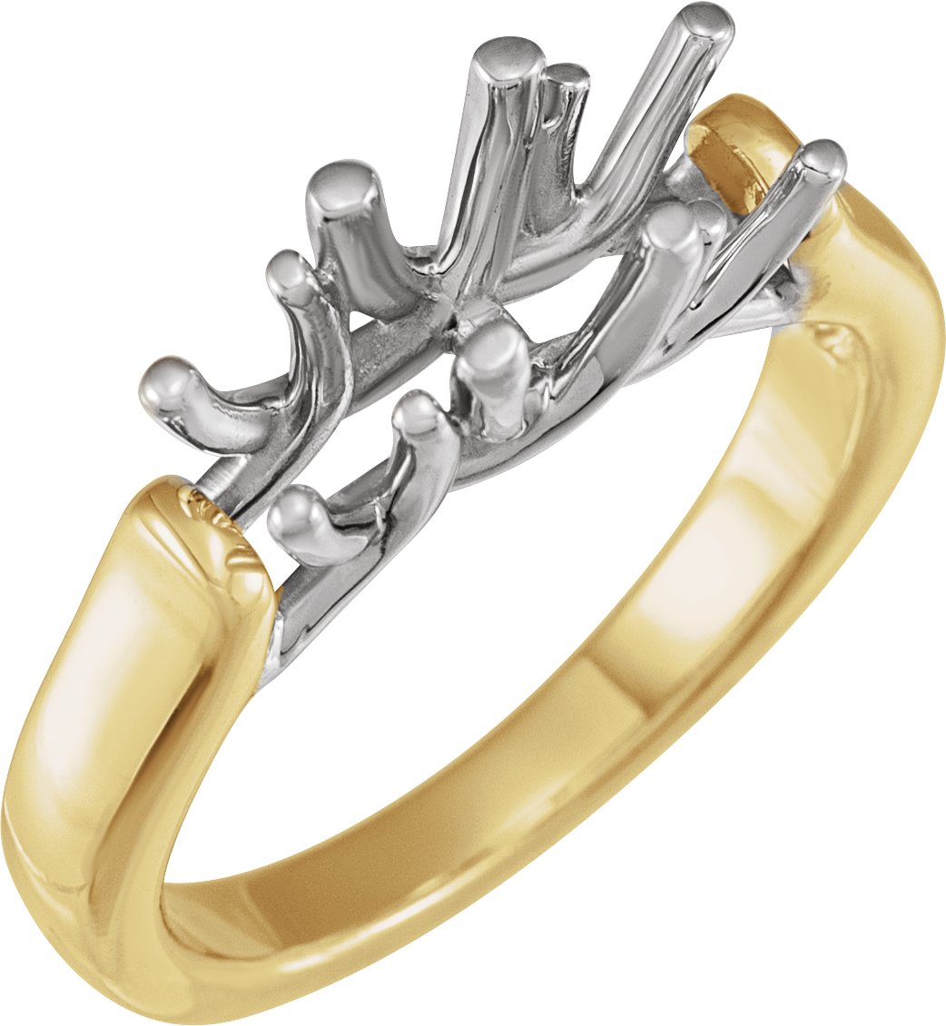 14k Yellow/white Gold Three-stone Engagement Ring Mounting
