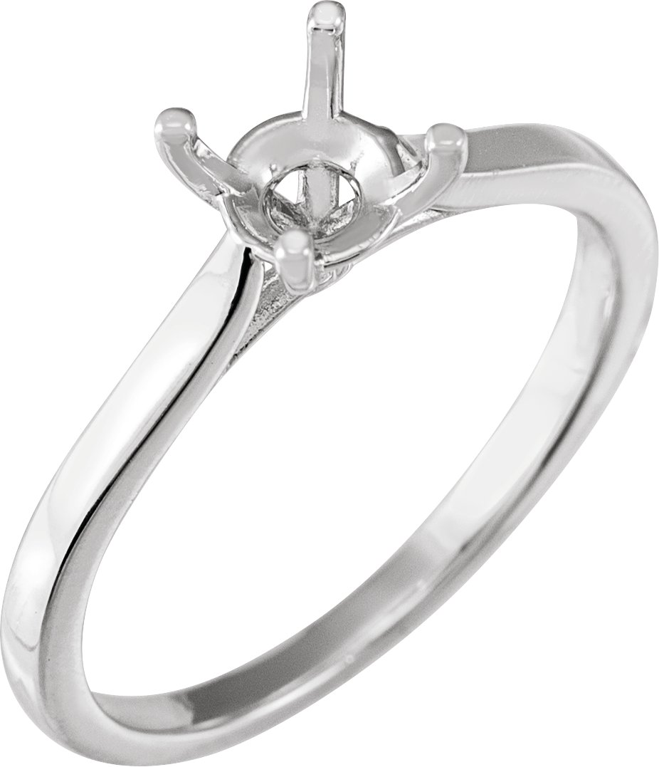 14K White 6.5 mm Round Solitaire Engagement Ring Mounting