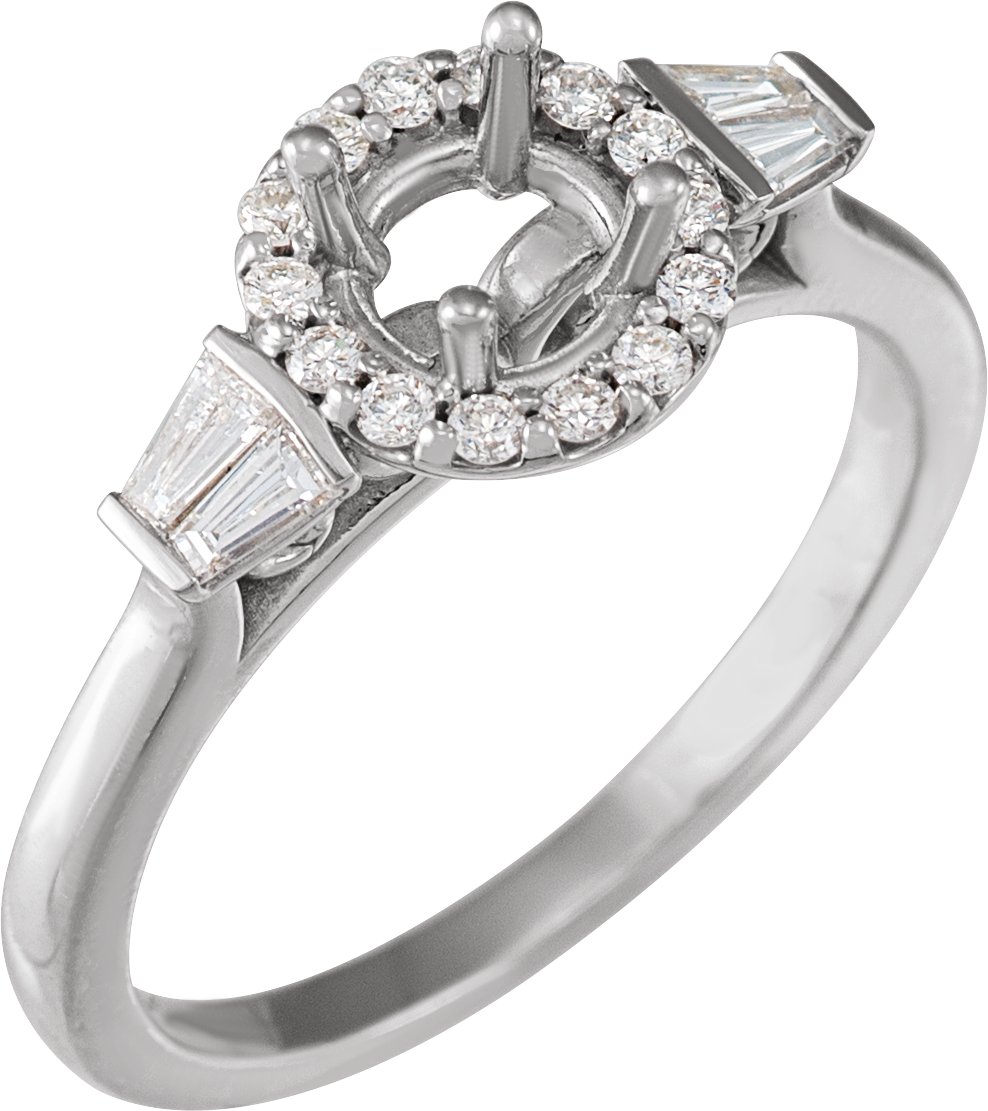 14K White 5.8 mm Round 1/3 CTW Natural Diamond Semi-Set Engagement Ring 