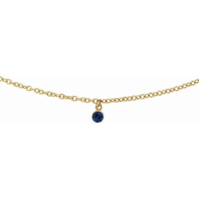 14K Yellow Natural Blue Sapphire 16 Necklace
