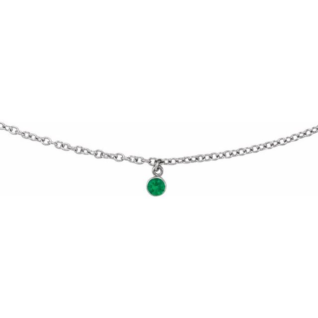 14K White Natural Emerald 16 Necklace