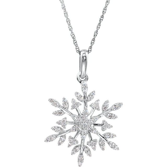 Sterling Silver Cubic Zirconia Snowflake 18 Necklace