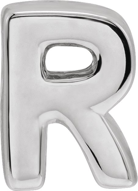 14K White Block Initial R Slide Pendant