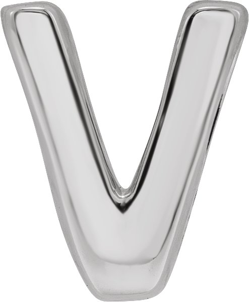 Sterling Silver Block Initial V Slide Pendant