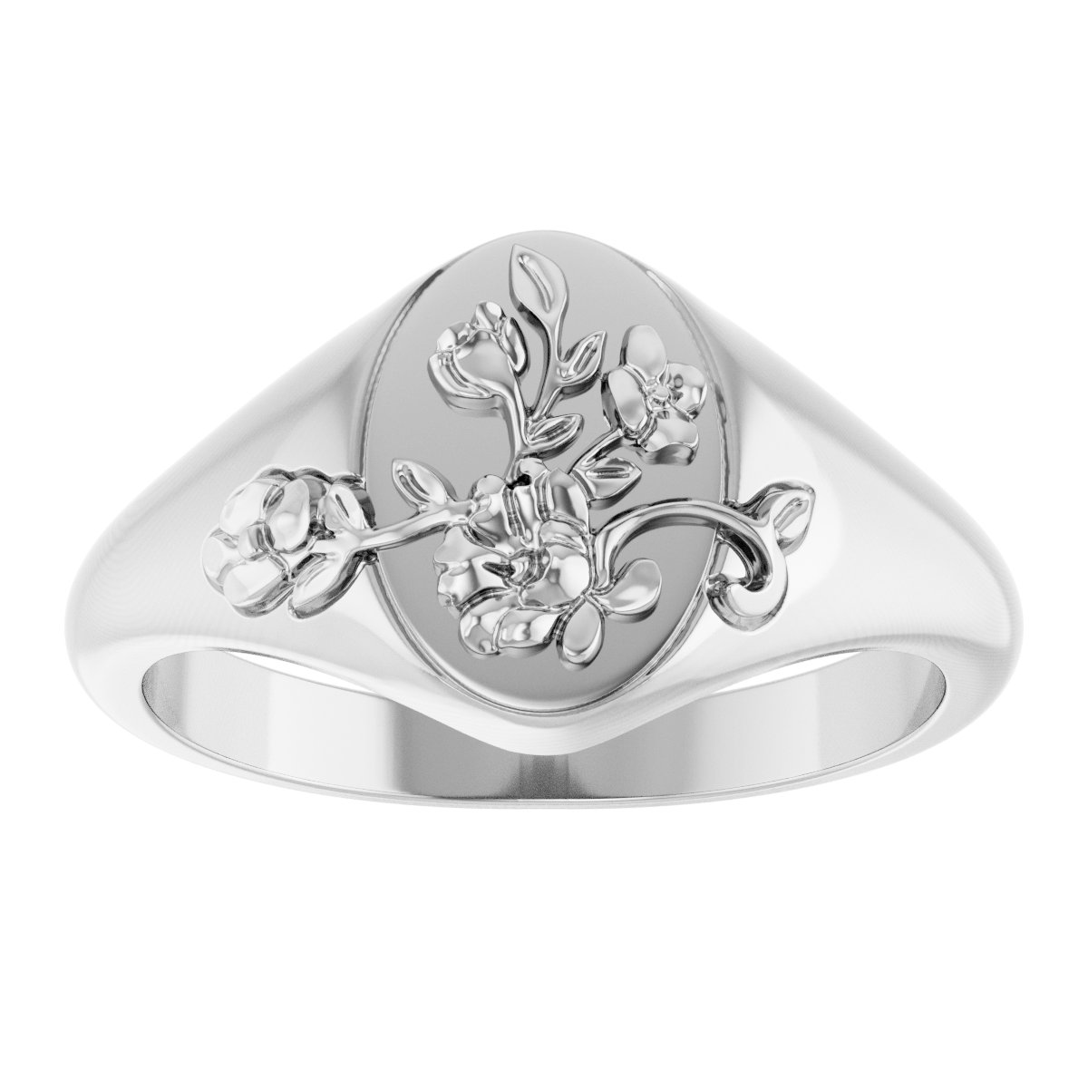 10.1 mm Oval Floral Signet Ring view 3