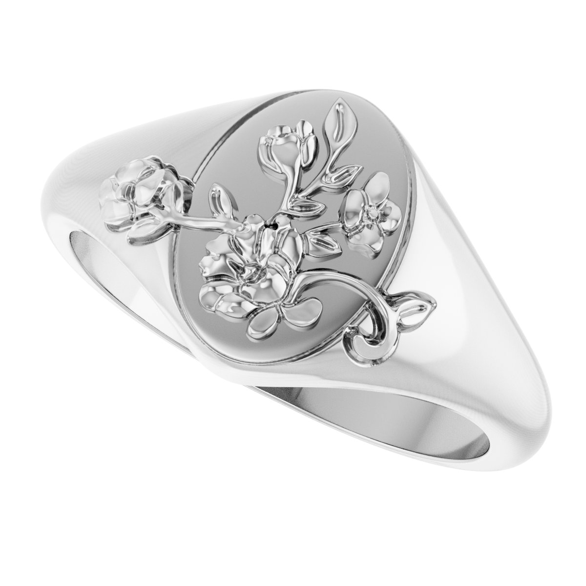 10.1 mm Oval Floral Signet Ring view 5