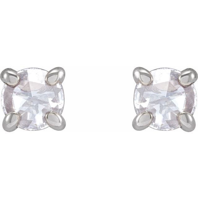 Platinum 1/6 CTW Rose-Cut Natural Diamond 4-Prong Claw Earrings