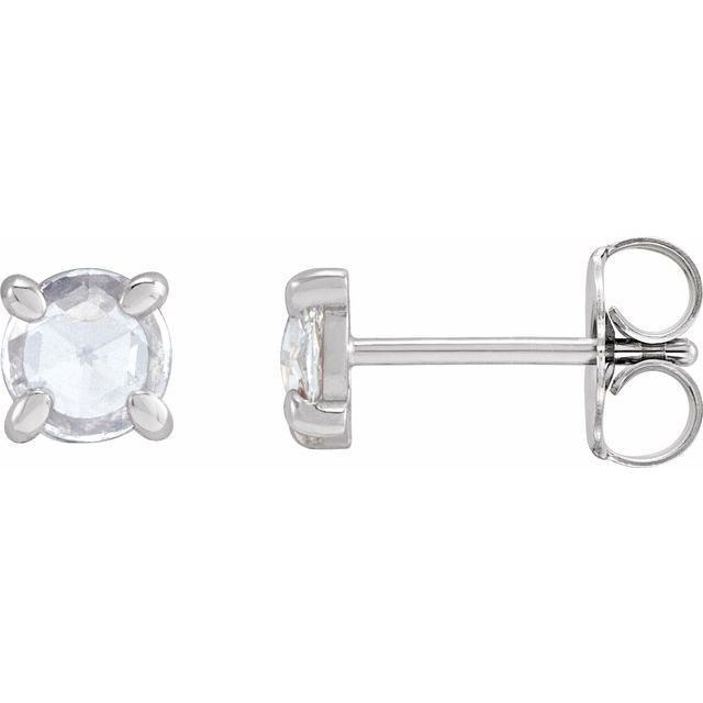 Sterling Silver 3/4 CTW Rose-Cut Natural Diamond 4-Prong Claw Earrings