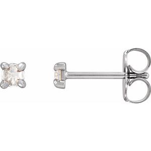 14K White .07 CTW Rose-Cut Natural Diamond 4-Prong Claw Earrings