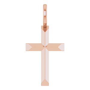 14K Rose Knife-Edge Cross Pendant