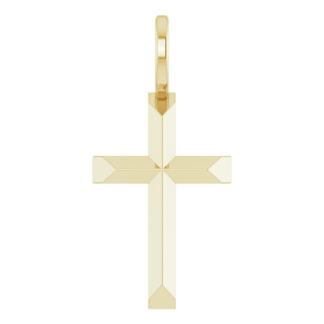 14K Yellow Knife-Edge Cross Pendant