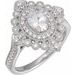 14K White 7x5 mm Oval 1/2 CTW Natural Diamond Semi-Set Engagement Ring