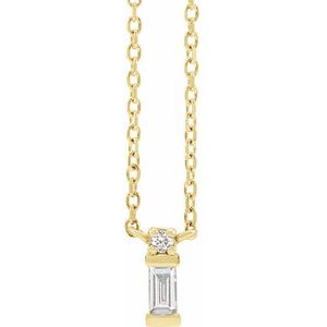 14K Yellow .07 CTW Natural Diamond Bar 18" Necklace