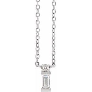 14K White .07 CTW Natural Diamond Bar 18" Necklace