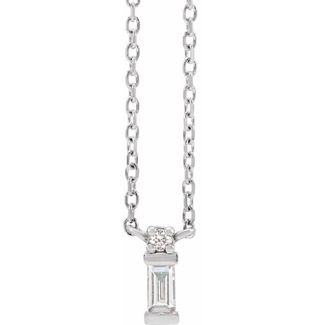 14K White .07 CTW Natural Diamond Bar 18" Necklace