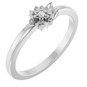 Sterling Silver .015 CT Natural Diamond Flower Ring