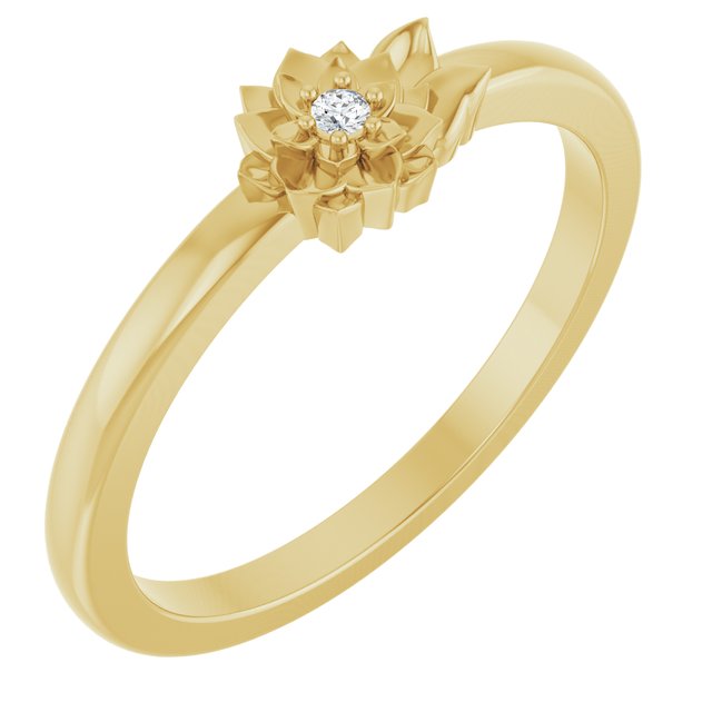 14K Yellow .015 CT Diamond Flower Ring Size 5
