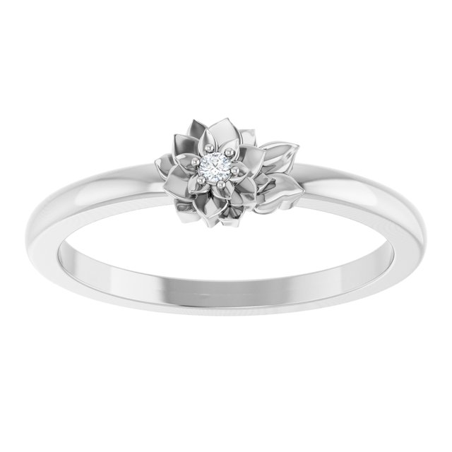 Sterling Silver .015 CT Diamond Flower Ring Size 5