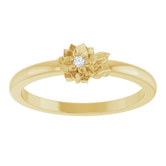 14K Yellow .015 CT Diamond Flower Ring Size 5