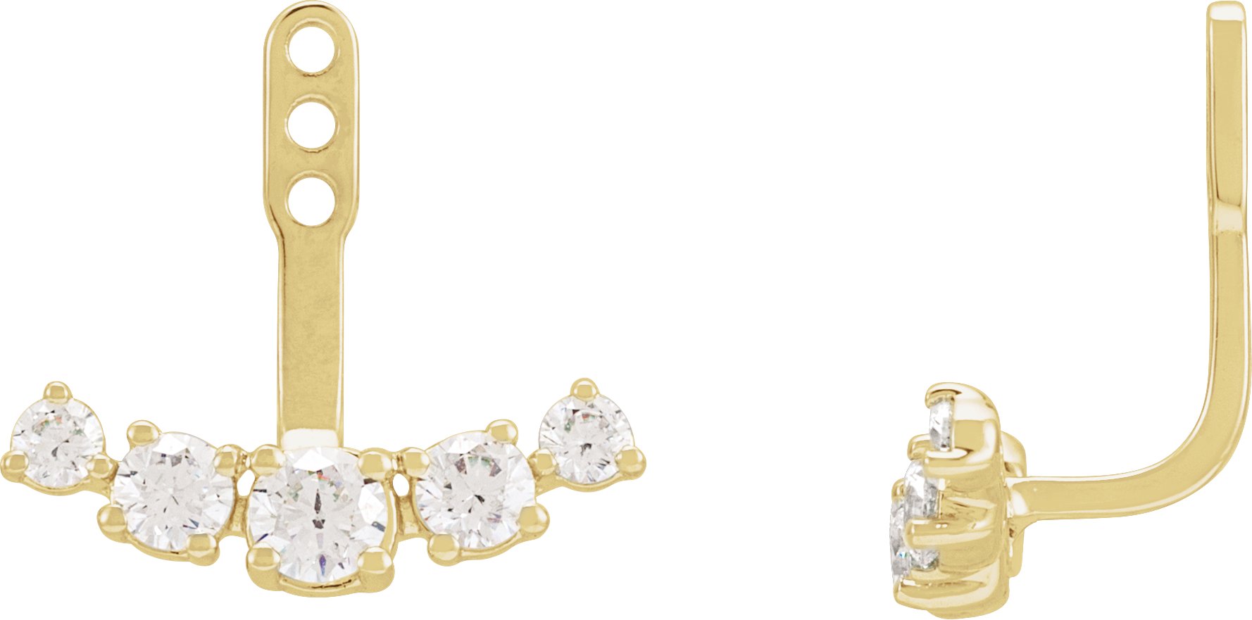 14k Solid Gold Diamond Cross Stud Ear Rings (.05CTW)