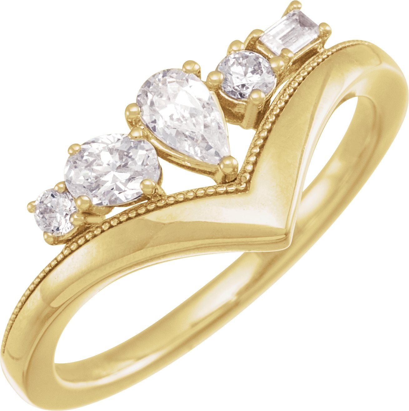 14K Yellow 1/2 CTW Lab-Grown Diamond V Ring