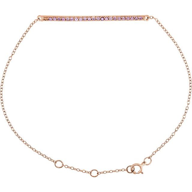 14K Rose Natural Pink Sapphire 8" Bracelet