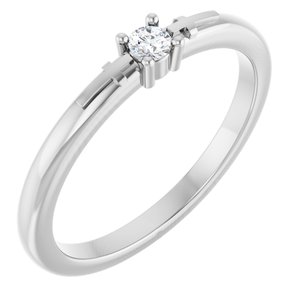 14K White .06 CT Natural Diamond Cross Promise Ring