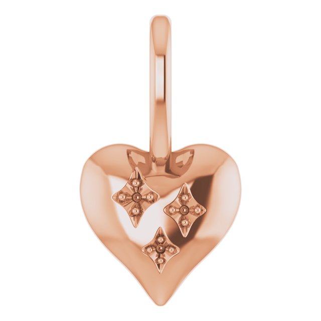 18K Rose Accented Heart Charm/Pendant Mounting