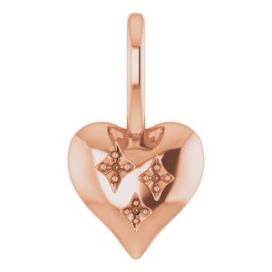 10K Rose Accented Heart Charm/Pendant Mounting