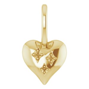 10K Yellow Accented Heart Charm/Pendant Mounting