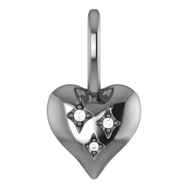 Sterling Silver .01 CTW Natural Diamond Heart Charm/Pendant