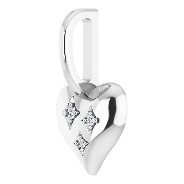 14K White .01 CTW Diamond Heart Charm/Pendant