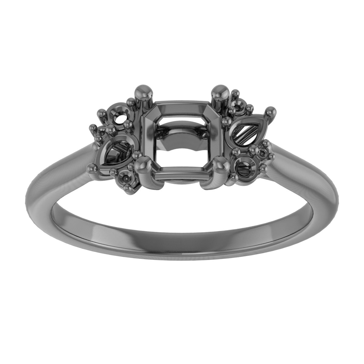10 mm Asscher Engagement Ring Mounting view 3