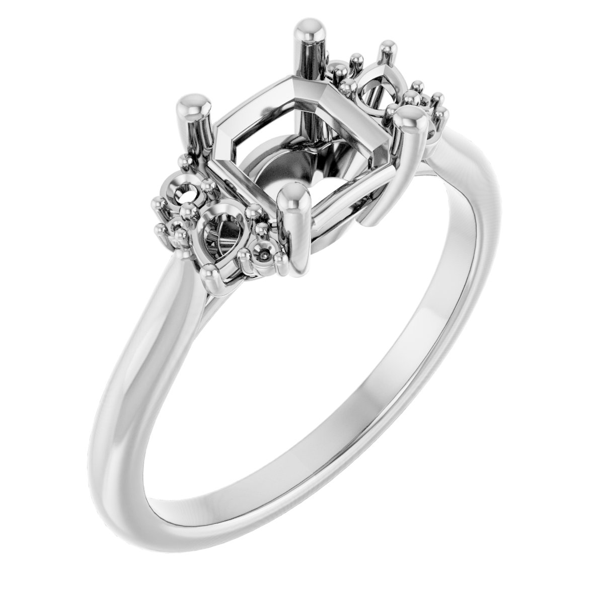 14K White Asscher 1 1/4 ct Engagement Ring