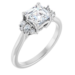 14K White Asscher 1 1/4 ct Engagement Ring